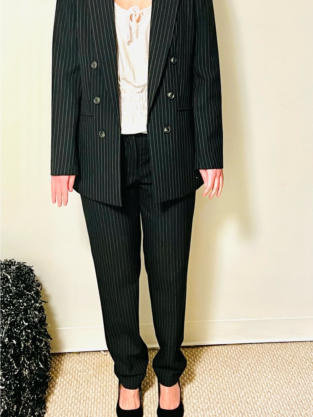 Bar III Black Pinstripe Double-Breasted Blazer - Picture 8 of 13